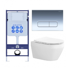 Комплект инсталляции с подвесным унитазом AQUATEK с сиденьем и кнопкой SET AQUATEK ЛЕЯ cm-016 4в1